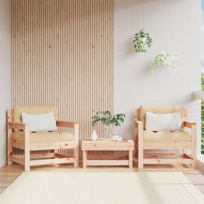 Tuinstoelen 2 st massief grenenhout