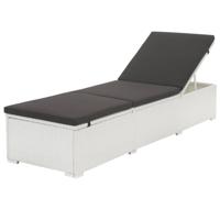 Ligbed met zwart kussen poly rattan wit - thumbnail