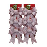 Kerstornamenten strikken - 6x st - velvet roze - 15 x 24 cm - kerstboomstrikjes