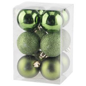 Cosy & Trendy Kerstballen - 12 stuks - appelgroen - kunststof - 6 cm