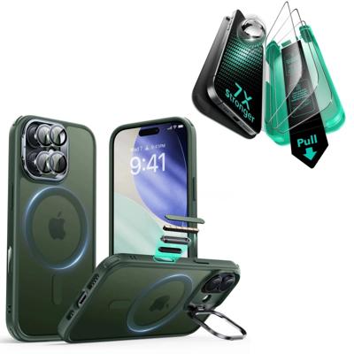 iPhone 17 Bundle Classic Hybrid Magnetic Case (Camera Control, Stash Stand) and Armorite Screen Protector - Frosted Green