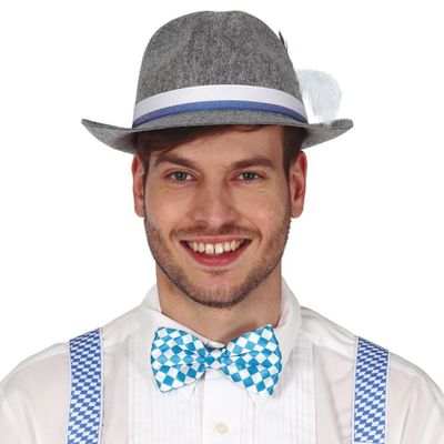 Oktoberfest verkleed vlinderstrikje - blauw/wit - polyester - volwassenen/unisex - carnaval