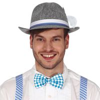 Oktoberfest verkleed vlinderstrikje - blauw/wit - polyester - volwassenen/unisex - carnaval   -