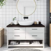 VidaXL Wastafelblad 100x40x(2-6) cm behandeld massief hout donkerbruin