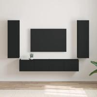 TV Wandkast 2 pcs Zwart 30 x 31 x 100 cm Bewerkt hout