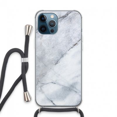 Witte marmer: iPhone 13 Pro Max Transparant Hoesje met koord