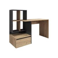 Meubella Bureau Pierre 2 - Eiken - Antraciet - 145 cm - thumbnail