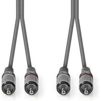 Stereo audiokabel | 2x RCA male - 2x RCA male | 5,0 m | Grijs