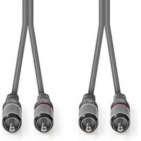 Stereo audiokabel | 2x RCA male - 2x RCA male | 5,0 m | Grijs - thumbnail