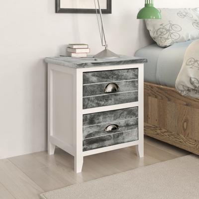 Nachtkastje 38x28x45 cm paulowniahout grijs en wit