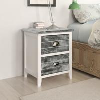 Nachtkastje 38x28x45 cm paulowniahout grijs en wit