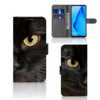 Huawei P40 Lite Telefoonhoesje met Pasjes Zwarte Kat