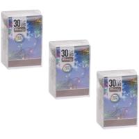 kerstverlichting - 3x - 2 meter - gekleurd - batterij - 30 lampjes - kerstversiering/kerstdecoratie