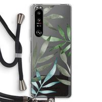 Tropical watercolor leaves: Sony Xperia 1 III Transparant Hoesje met koord