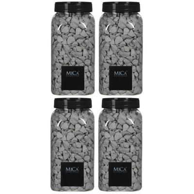 Mica Decorations decoratie steentjes - 4x - grijs - 1 kilo - 650ml - hobby steentjes