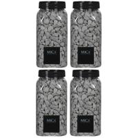 Mica Decorations decoratie steentjes - 4x - grijs - 1 kilo - 650ml - hobby steentjes