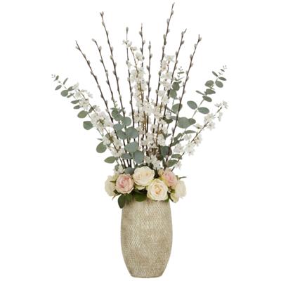 Mica Bloemenvaas Madeira - hoog model - creme - terracotta - 50 x 30 cm - schubbenpatroon