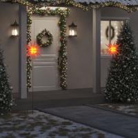 VidaXL Kerstlamp met grondpin en led inklapbaar 57 cm rood
