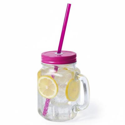Mason Jar drinkbekers - glas - dop roze met rietje - 500 ml - afsluitbaar - fruit shakes Mason Jar drinkbekers - glas - dop roze met rietje - 500 ml - afsluitbaar - fruit shakes
