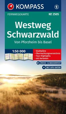 Wandelkaart 2505 Westweg Schwarzwald | Kompass