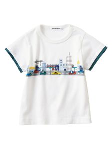 Familiar cartoon-print cotton T-shirt - Blanc