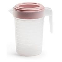 Waterkan/sapkan transparant/roze met deksel 1 liter kunststof - Schenkkannen - thumbnail