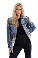 Denim truckerjack met patch - BLUE - XS