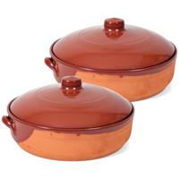 Salamanca Ovenschaal - 2x - met deksel - 30 x 12 cm - steen - braadpannen Salamanca Ovenschaal - 2x - met deksel - 30 x 12 cm - steen - braadpannen