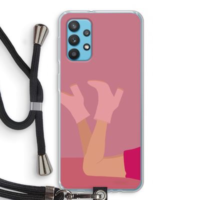 Pink boots: Samsung Galaxy A32 4G Transparant Hoesje met koord