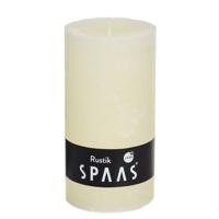 Spaas rustieke cilinderkaars/stompkaars - 1x - ivoorwit - 7 x 13 cm - 60 branduren