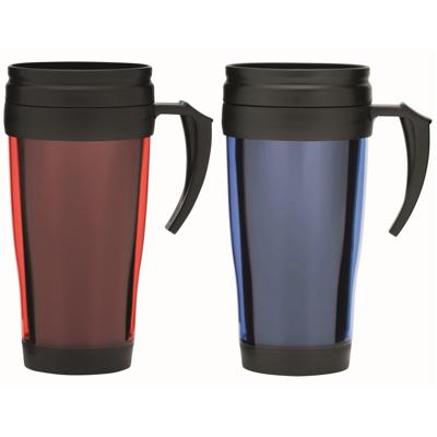 Set van 2x Thermosbekers - warmhoud bekers - rood en blauw - 400 ml - Isolerende drinkbekers
