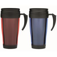 Set van 2x Thermosbekers - warmhoud bekers - rood en blauw - 400 ml - Isolerende drinkbekers Set van 2x Thermosbekers - warmhoud bekers - rood en blauw - 400 ml - Isolerende drinkbekers