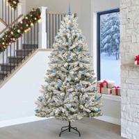 VidaXL Kunstkerstboom met 300 led groen en wit 270 cm pvc en metaal