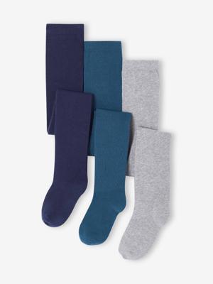 Set van 3 Oeko-Tex®-meisjesleggings marineblauw
