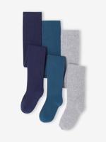 Set van 3 Oeko-Tex®-meisjesleggings marineblauw