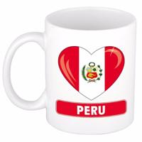 Hartjes vlag Peru koffiemok - drink beker - white - 300 ml - supporters