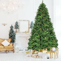 210/225/240 cm LED Kunstkerstboom Kerstboom met Metalen Standaard Dennenappels Kunstkerstboom Ideaal voor Thuis Kantoor Winkels en Hotels