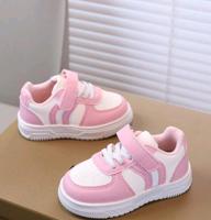 Bon&Bon Kids Girls Casual Sneakers - Sporty PU Leather Shoes in Pink White 21