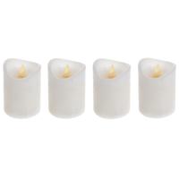 LED kaarsen - Set van 4x stuks - wit - met afstandsbediening - stompkaarsen LED kaarsen - Set van 4x stuks - wit - met afstandsbediening - stompkaarsen