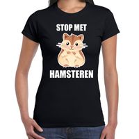 Stop met hamsteren t-shirt zwart voor dames Stop met hamsteren t-shirt zwart voor dames