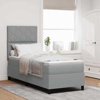 Boxspringbed met matras Lichtgrijs 80 x 200 cm Stof