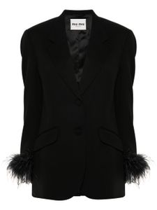 Miu Miu blazer à détails de plumes - Noir