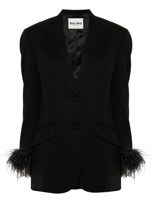 Miu Miu blazer à détails de plumes - Noir