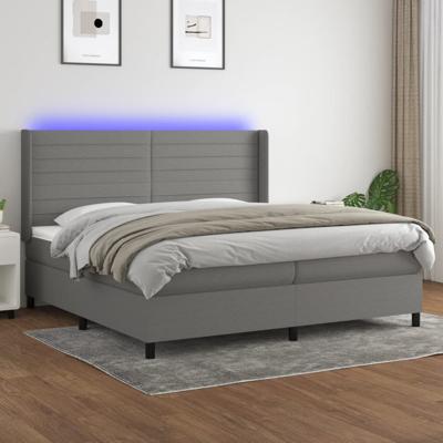 Boxspring met matras en LED stof donkergrijs 200x200 cm
