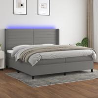 Boxspring met matras en LED stof donkergrijs 200x200 cm