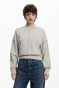Sweatshirt met stiksels - BROWN - XS