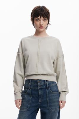 Sweatshirt met stiksels - BROWN - M