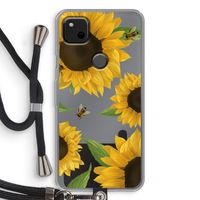 Sunflower and bees: Pixel 4a Transparant Hoesje met koord
