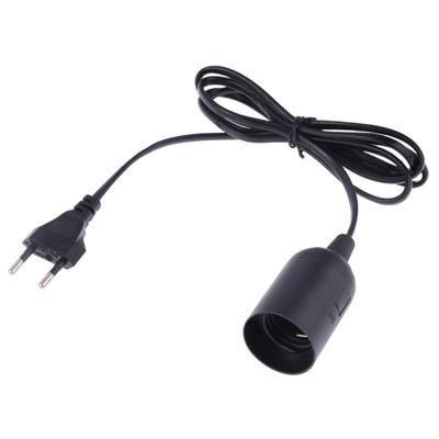 E27 Wire Cap lamp houder kroonluchter stopcontact met 1.5 m verlengkabel EU stekker (zwart)