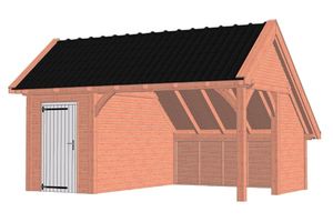 Trendhout Kapschuur De Hoeve XL 590x440 cm - Combinatie 1- Kapschuurdak- Onbehandeld lariks Douglas hout- Trendhout